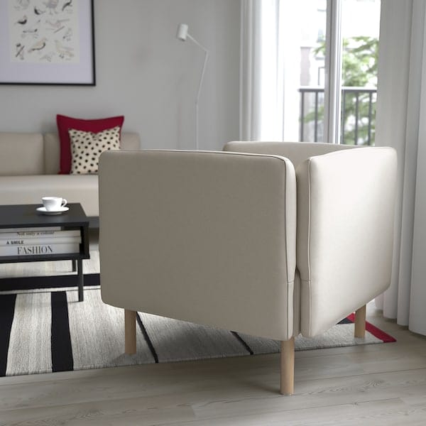 Ikea LILLEHEM - Armchair, Vissle/beige wood