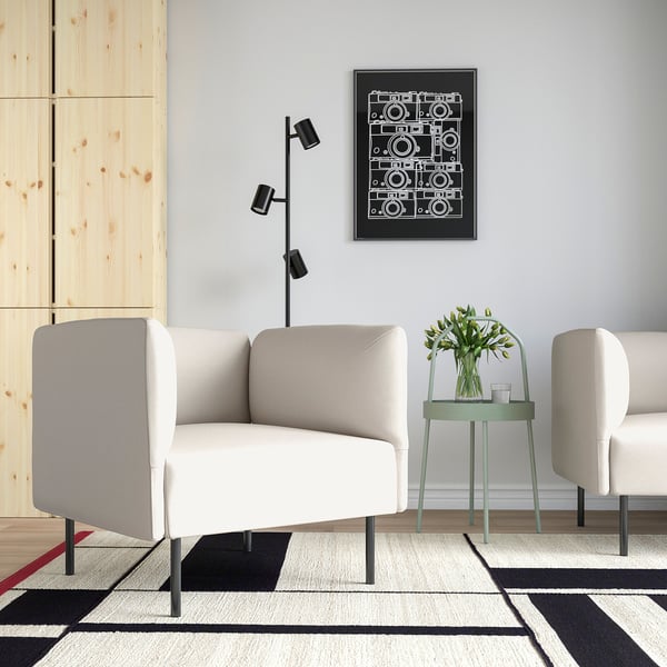 LILLEHEM armchair, Vissle/beige metal, 80x73x76 cm