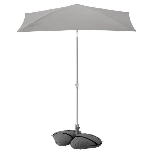 Ikea LILLEÖ / IGGÖN - Parasol with base, gray/dark gray,150x100 cm