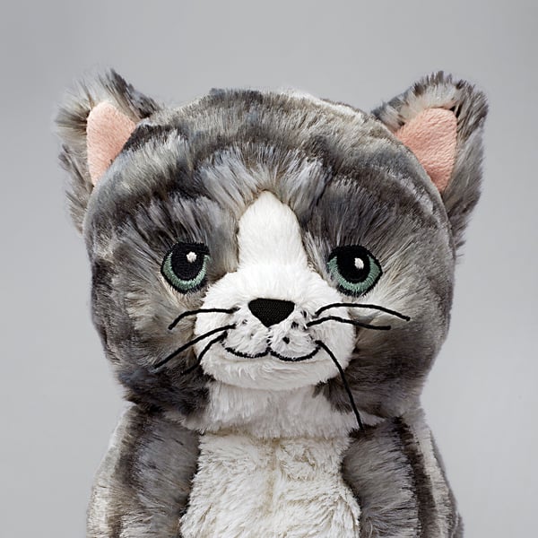 LILLEPLUTT soft toy, cat grey/white