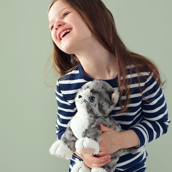 LILLEPLUTT - LILLEPLUTT Soft toy, cat grey/white