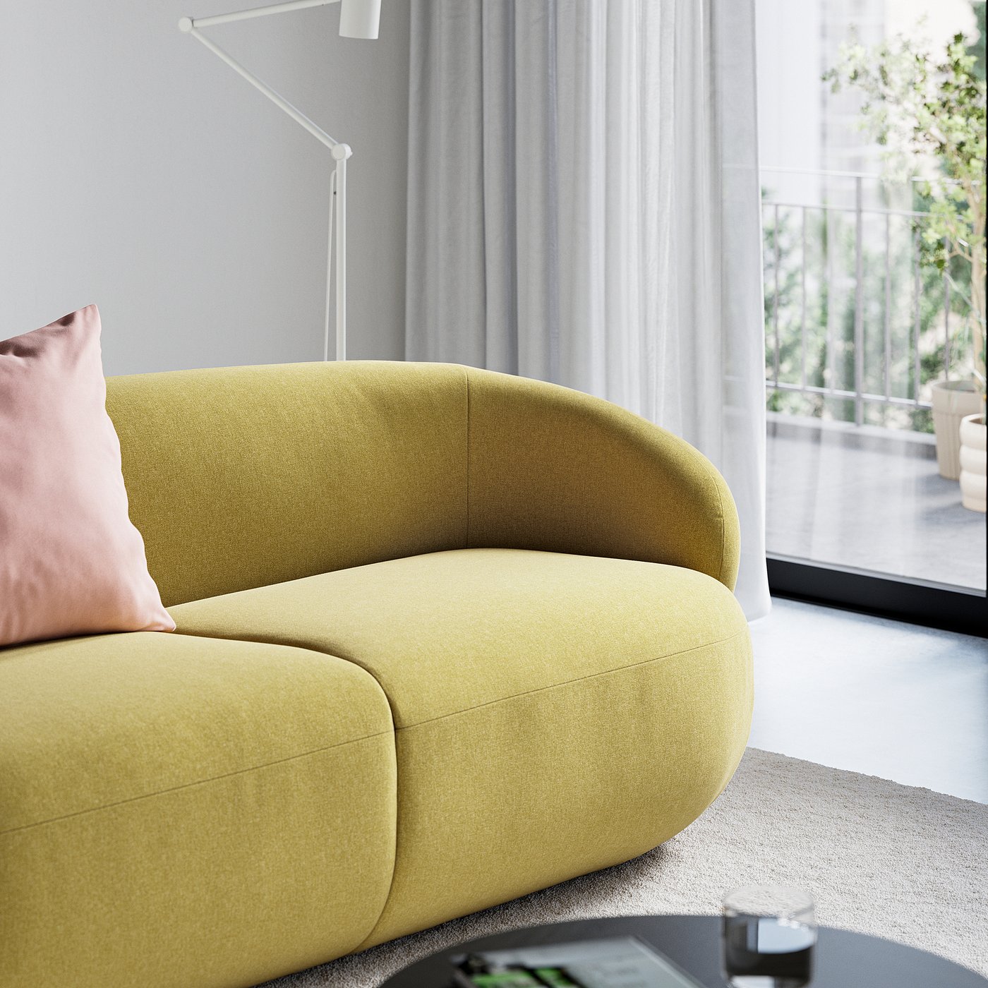 LILLESÄTER 5-seat sofa, Gunnared bright green-yellow, 337x69x90 cm