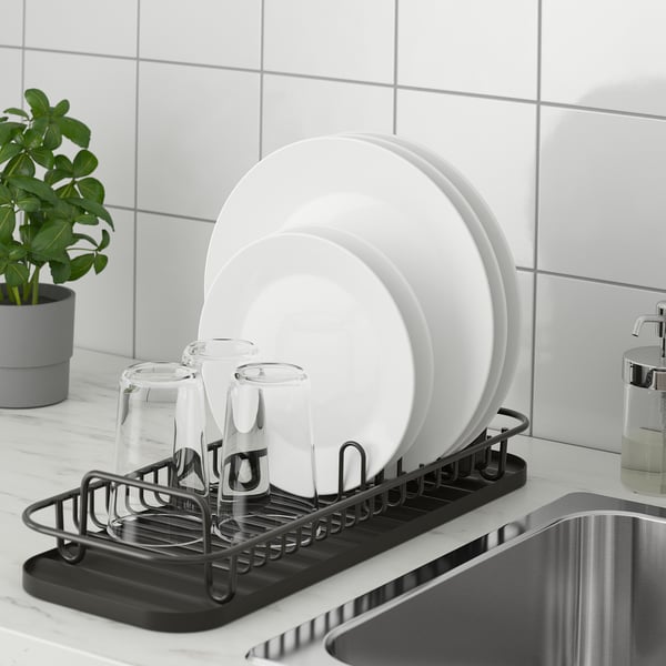 LILLHAVET multifunctional dish rack, anthracite, 47.8x17.4 cm