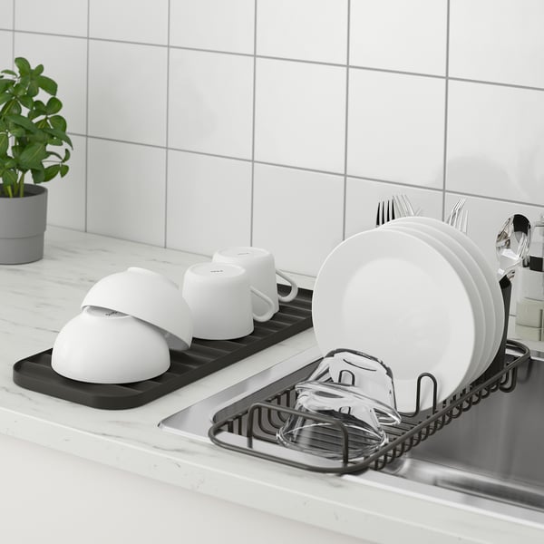 LILLHAVET multifunctional dish rack, anthracite, 47.8x17.4 cm