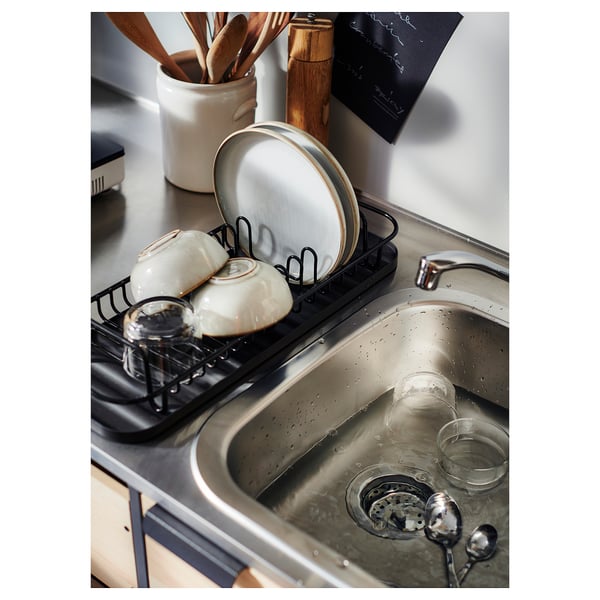 LILLHAVET multifunctional dish rack, anthracite, 47.8x17.4 cm