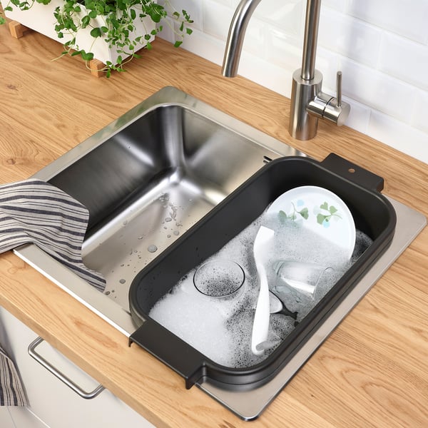 LILLHAVET washing-up bowl, anthracite, 48x17.3x24 cm