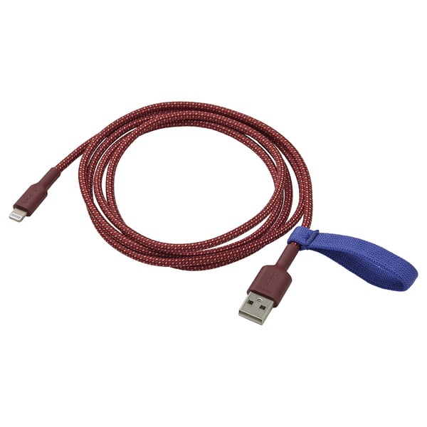 LILLHULT USB-A to lightning, dark red-brown, 1.5 m