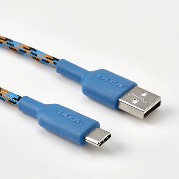 LILLHULT USB-A to USB-C, blue/orange, 1.5 m