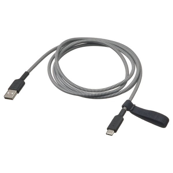LILLHULT - LILLHULT USB-A to USB-C, black/white, 1.5 m