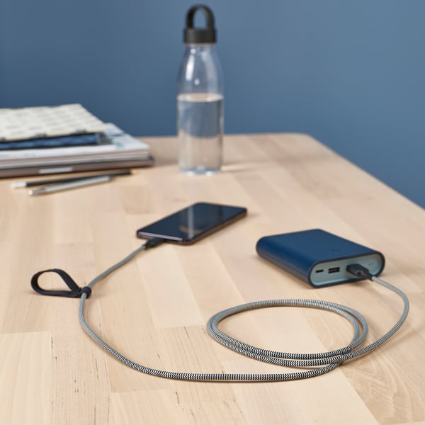 LILLHULT - LILLHULT USB-A to USB-C, black/white, 1.5 m