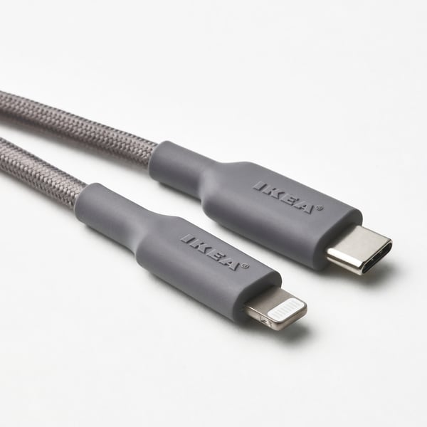 LILLHULT - LILLHULT USB-C to lightning, grey, 1.5 m