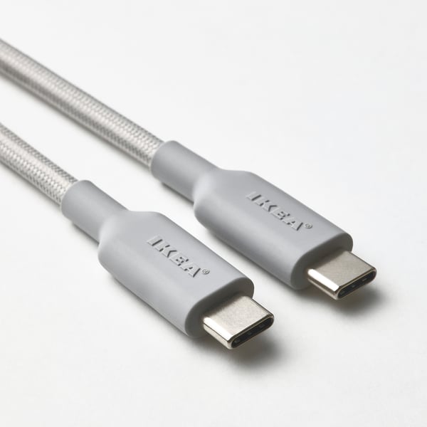 LILLHULT - LILLHULT USB-C to USB-C, light grey, 1.5 m