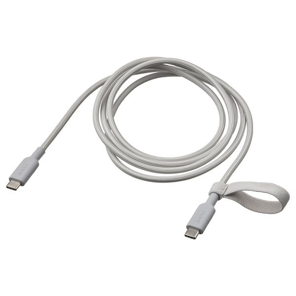 LILLHULT - LILLHULT USB-C to USB-C, light grey, 1.5 m