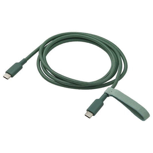 LILLHULT USB-C to USB-C, deep green, 60 W/1.5 m