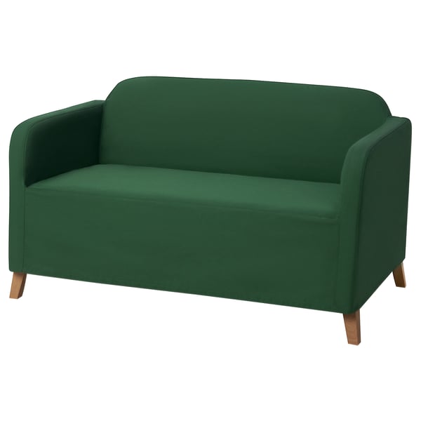 LINANÄS - Slipcover for 2-seater sofa, Vissle dark green ,