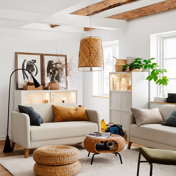 LINANÄS 2-seat sofa, Vissle beige, 137x77.0x80.5 cm