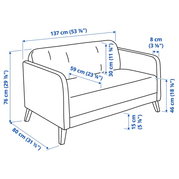 LINANÄS 2-seat sofa, Vissle beige, 137x77.0x80.5 cm