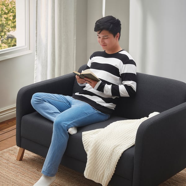 LINANÄS 2-seat sofa, Vissle dark grey, 137x77.0x80.5 cm