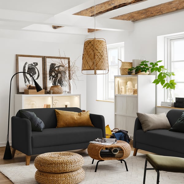 LINANÄS 2-seat sofa, Vissle dark grey, 137x77.0x80.5 cm