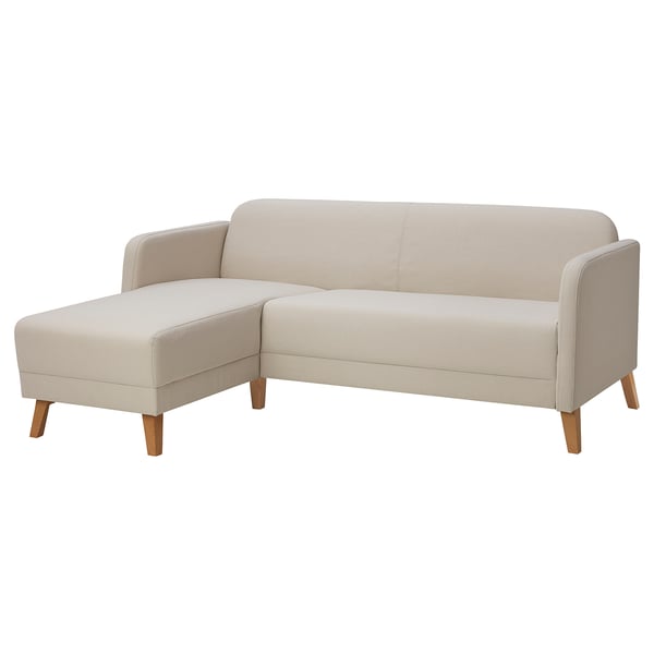 LINANÄS 3-seat sofa, with chaise longue/Vissle beige, 178x15x145 cm