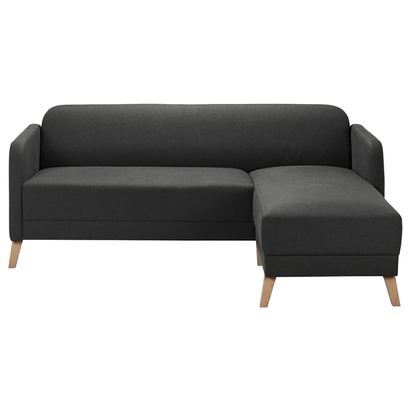 LINANÄS 3-seat sofa, with chaise longue/Vissle dark grey, 178x15x145 cm
