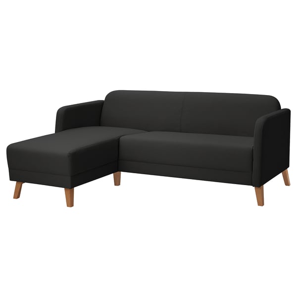 LINANÄS 3-seat sofa, with chaise longue/Vissle dark grey, 178x15x145 cm