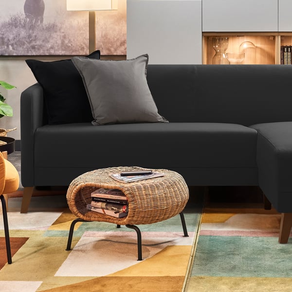 LINANÄS 3-seat sofa, with chaise longue/Vissle dark grey, 178x15x145 cm