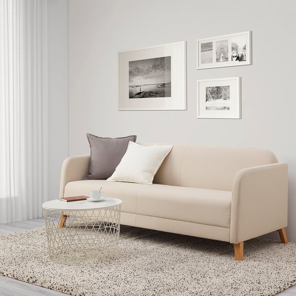 LINANÄS 3-seat sofa, Vissle beige, 179x15x80.5 cm