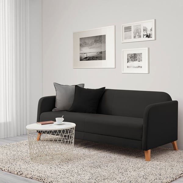 LINANÄS 3-seat sofa, Vissle dark grey, 179x15x80.5 cm
