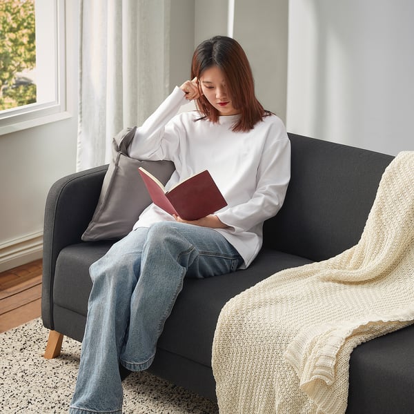 LINANÄS 3-seat sofa, Vissle dark grey, 197x76.0x80.5 cm