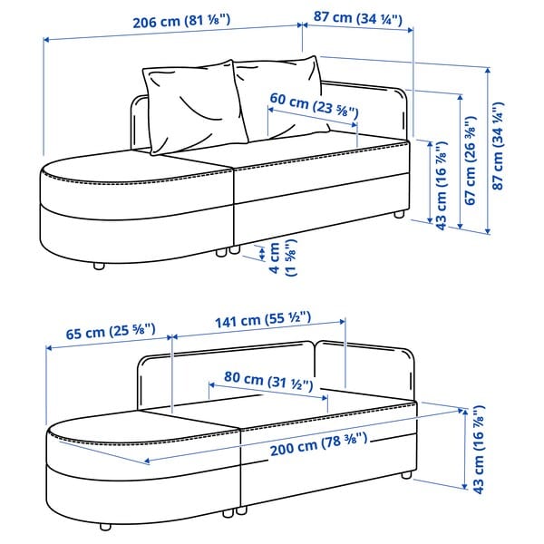 Ikea LINDÅKRA - 2-seater sofa bed, bright orange Knisa