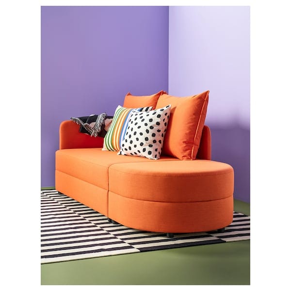 Ikea LINDÅKRA - 2-seater sofa bed, bright orange Knisa