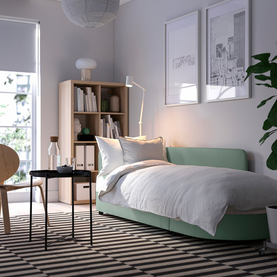 LINDÅKRA 2-seat sofa-bed, Vissle light grey-green, 206 cm