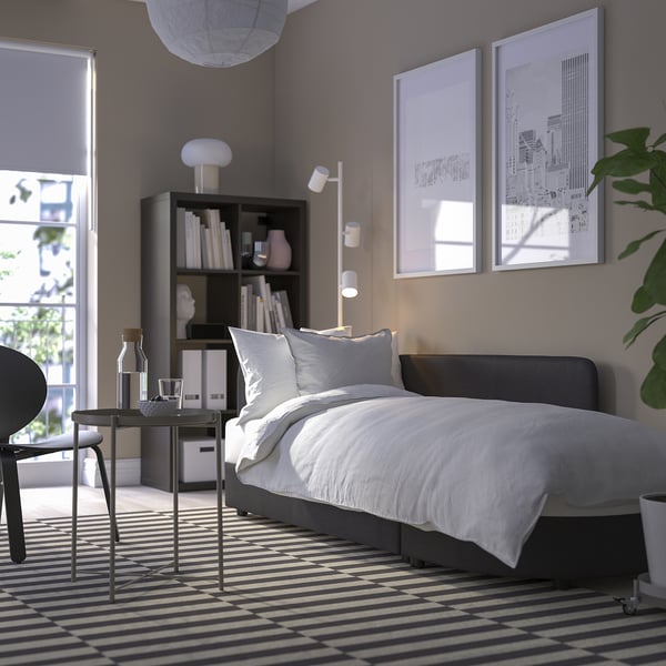 LINDÅKRA 2-seat sofa-bed, Vissle dark grey, 206 cm
