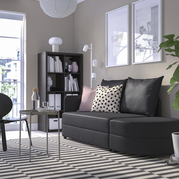 LINDÅKRA 2-seat sofa-bed, Vissle dark grey, 206 cm
