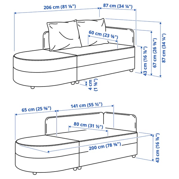 LINDÅKRA 2-seat sofa-bed, Vissle dark grey, 206 cm