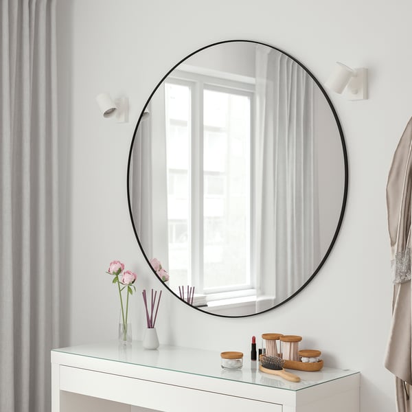 LINDBYN mirror, black, 110 cm