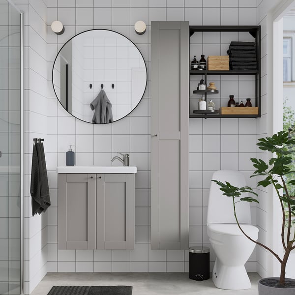 LINDBYN mirror, black, 80 cm