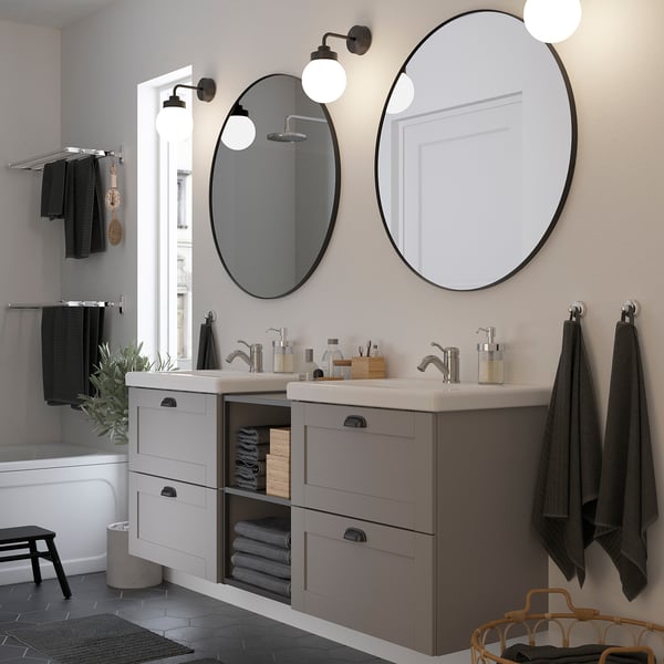 LINDBYN mirror, black, 80 cm
