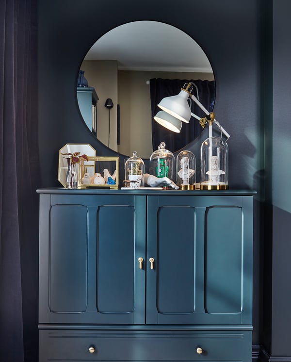 LINDBYN mirror, black, 80 cm