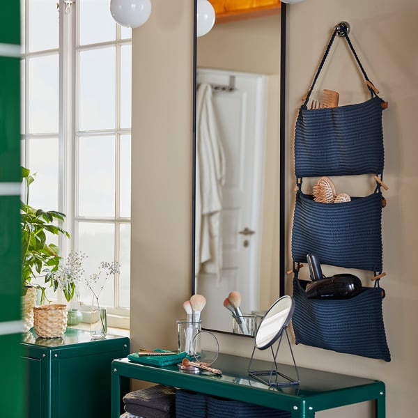 LINDBYN mirror, black, 40x130 cm