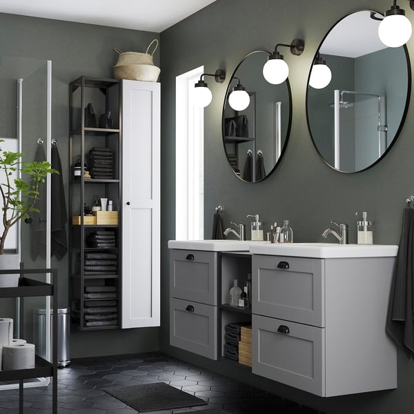 LINDBYN mirror, black, 80 cm