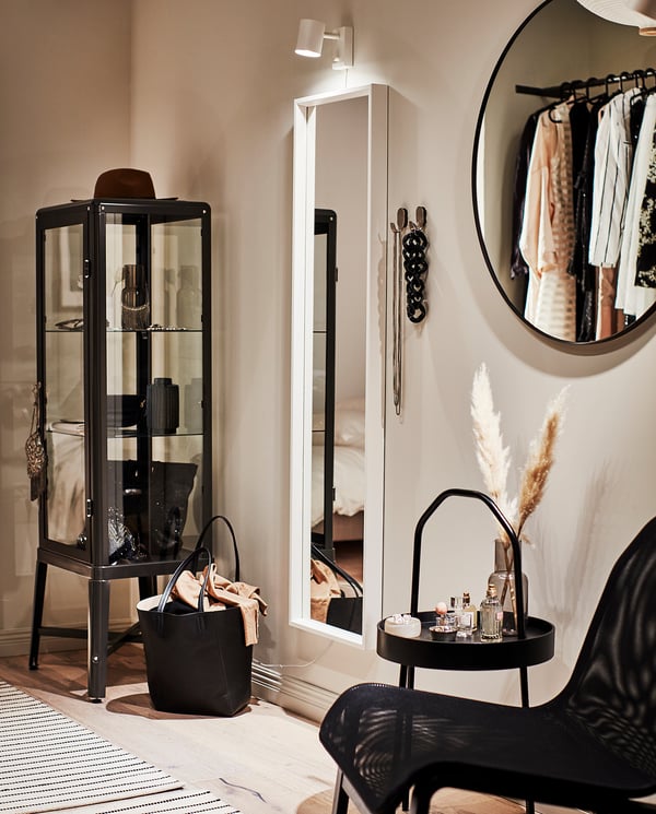 LINDBYN mirror, black, 80 cm