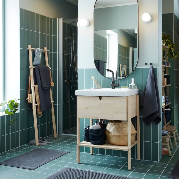 LINDBYN mirror, black, 60x120 cm