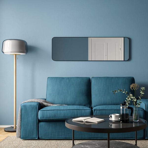 LINDBYN mirror, black, 40x130 cm