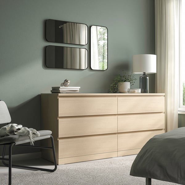 LINDBYN mirror, black, 28x60 cm
