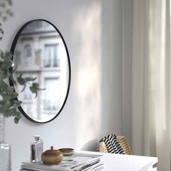 LINDBYN mirror, black, 50 cm