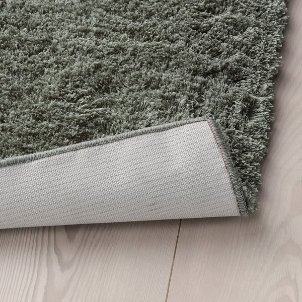 LINDKNUD rug, high pile, dark grey, 80x150 cm
