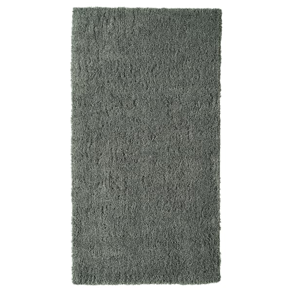 LINDKNUD rug, high pile, dark grey, 80x150 cm