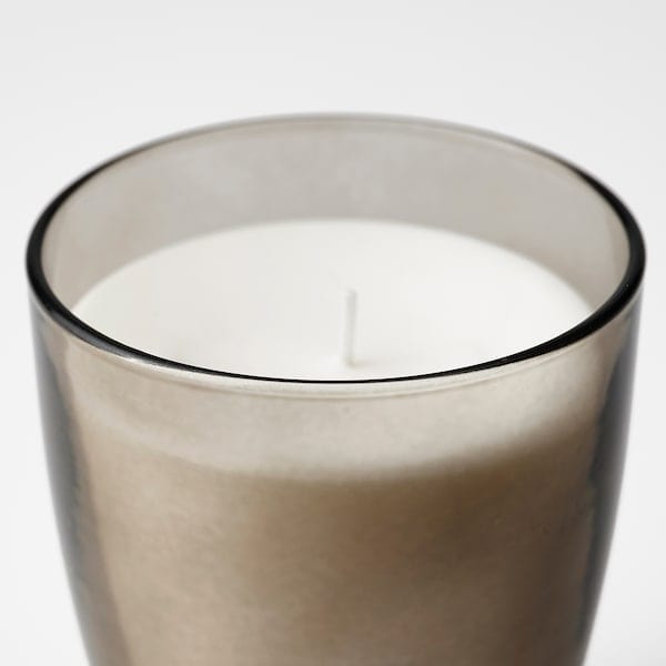 Ikea LINDLÖNNSKOG - Scented candle in glass, Vanilla/grey, 50 hr